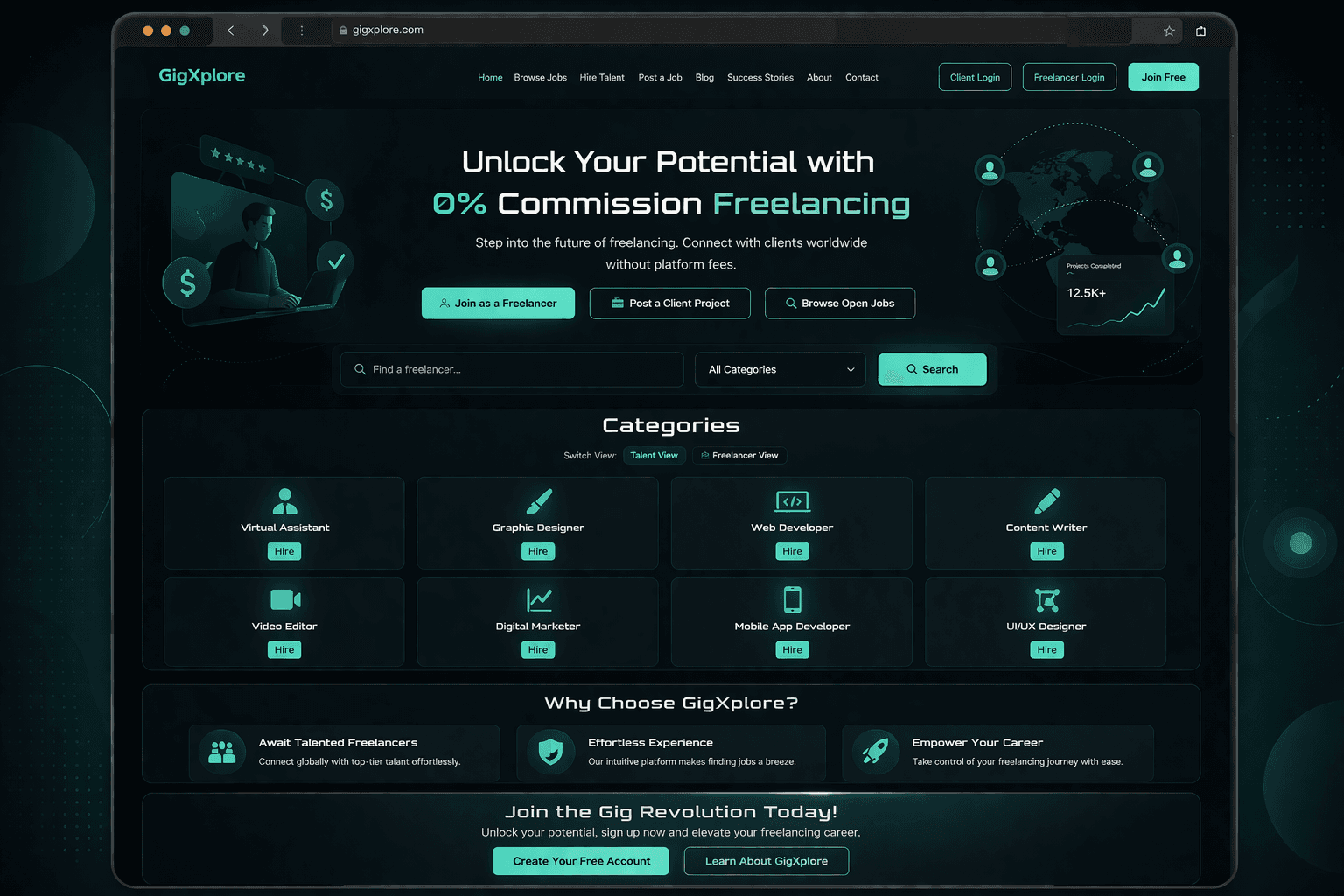 GigXplore Freelancing Platform Homepage Concept